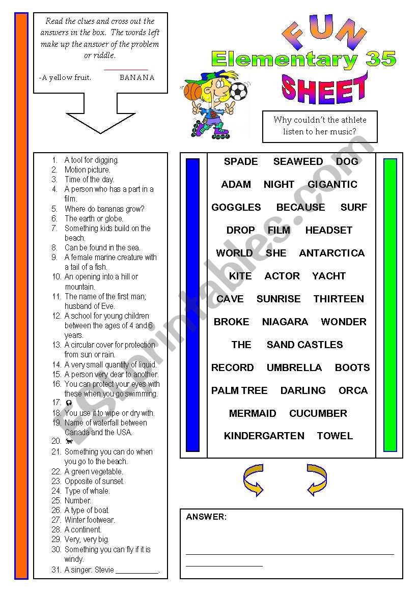 Fun Sheet Elementary 35 worksheet