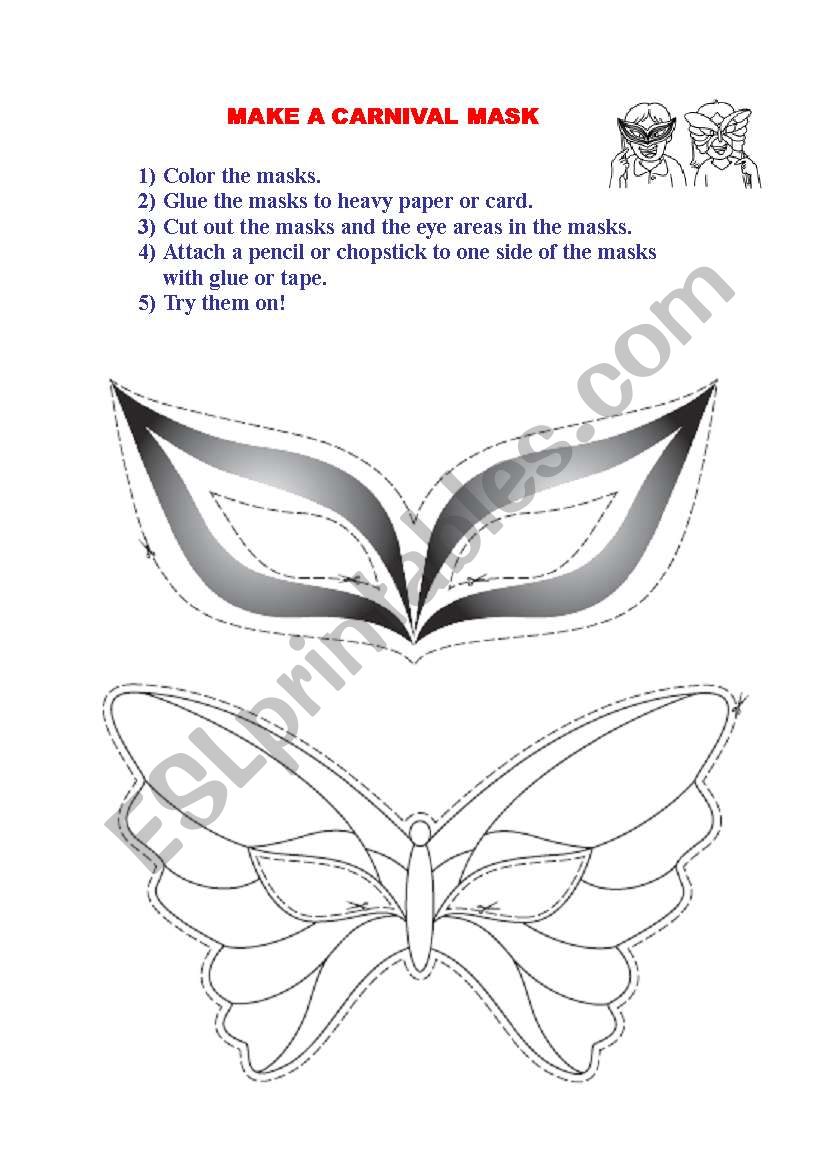 MAKE A CARNIVAL MASK worksheet