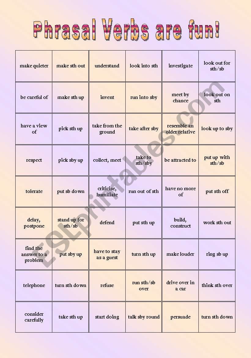 Phrasal Verb Domino worksheet