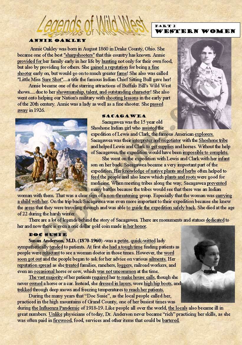 Legends of Wild West - part 2 - Western Women (reading)