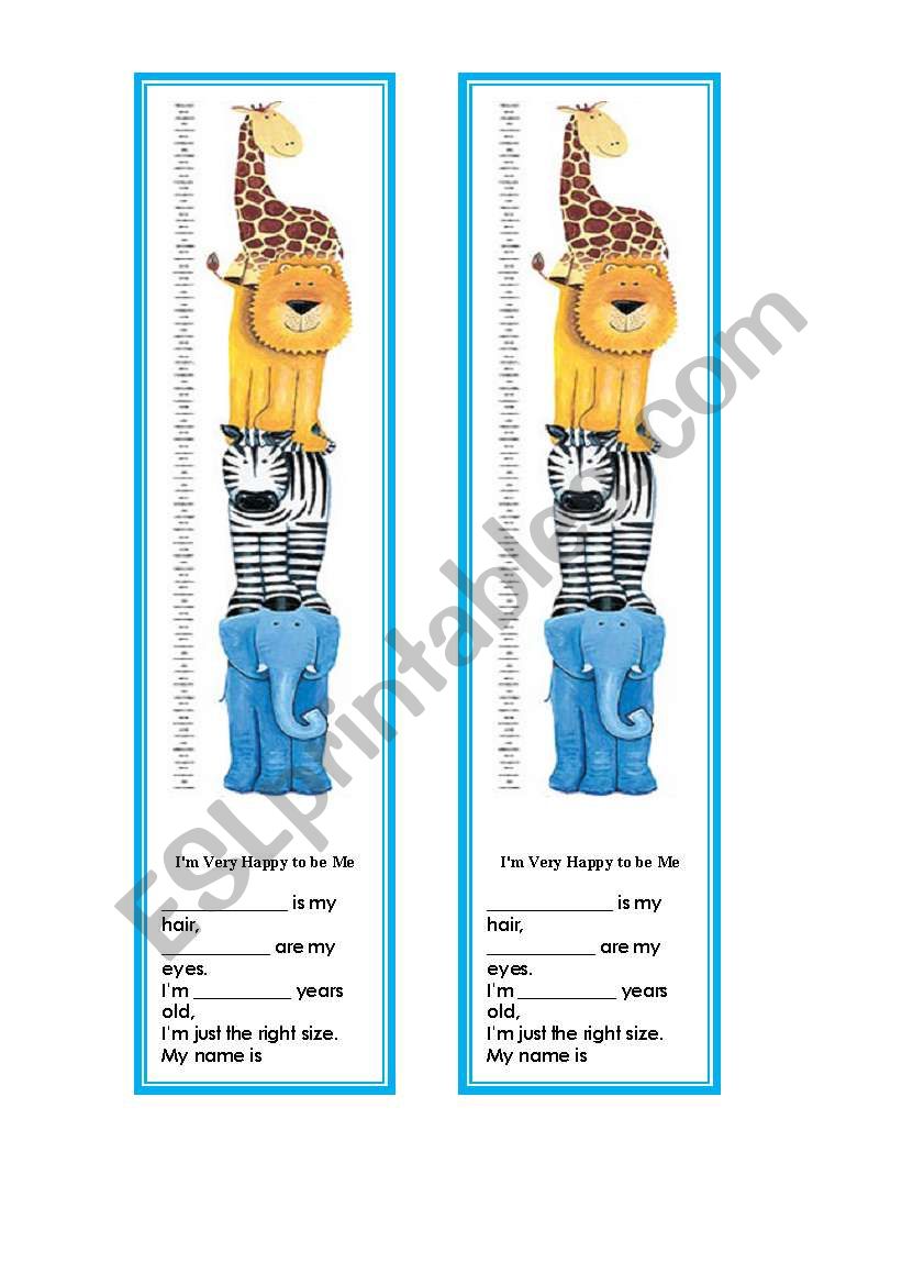 Happy to be Me Bookmarks worksheet