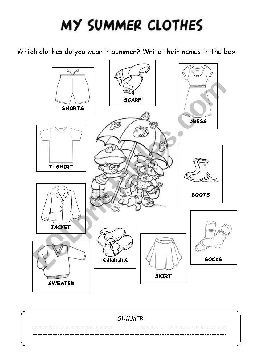 Summer Clothes - ESL worksheet by stainboy76