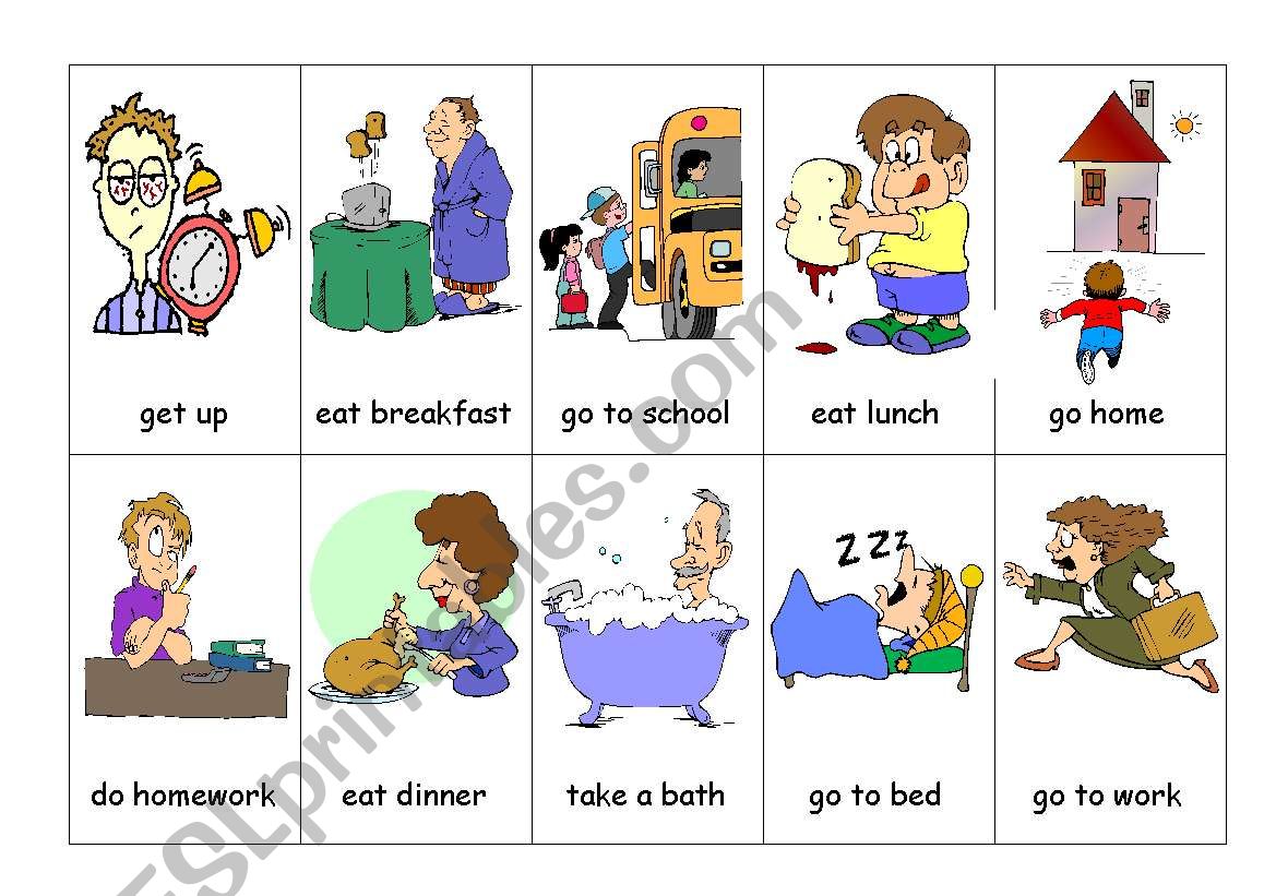 Daily Routines Actions Flash Cards Flashcards Printable Flash Images