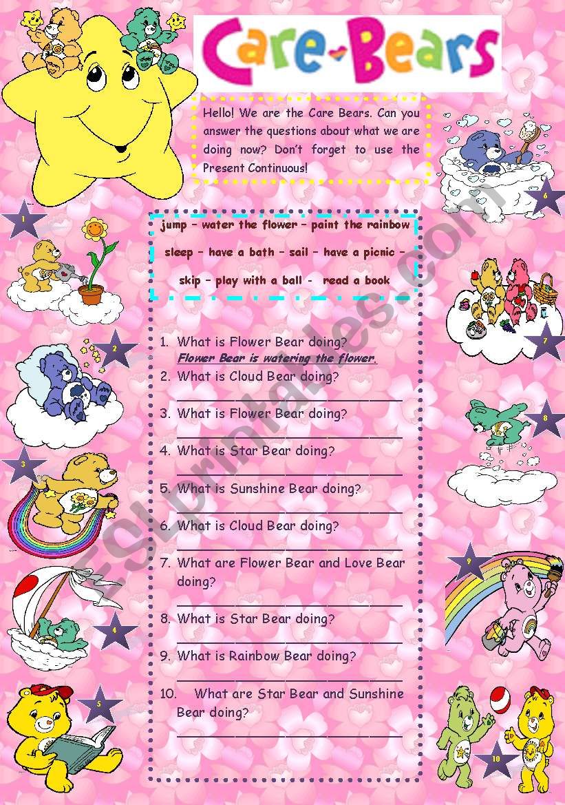 TENSES: PRESENT CONTINUOUS WITH THE CARE BEARS