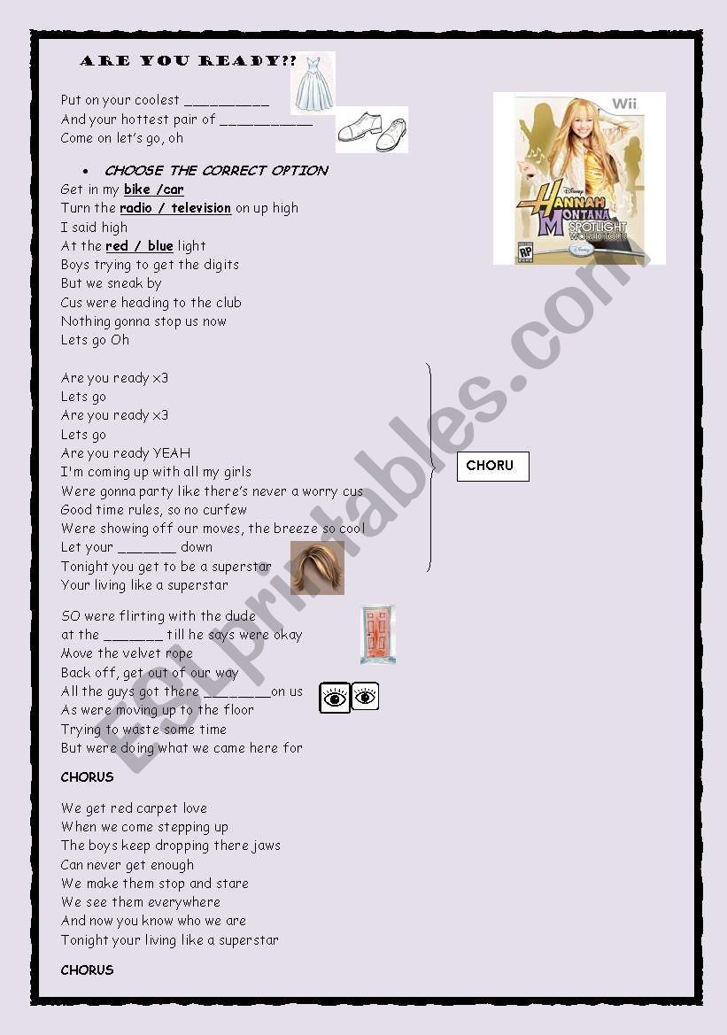 Are you Ready? Hannah Montana worksheet