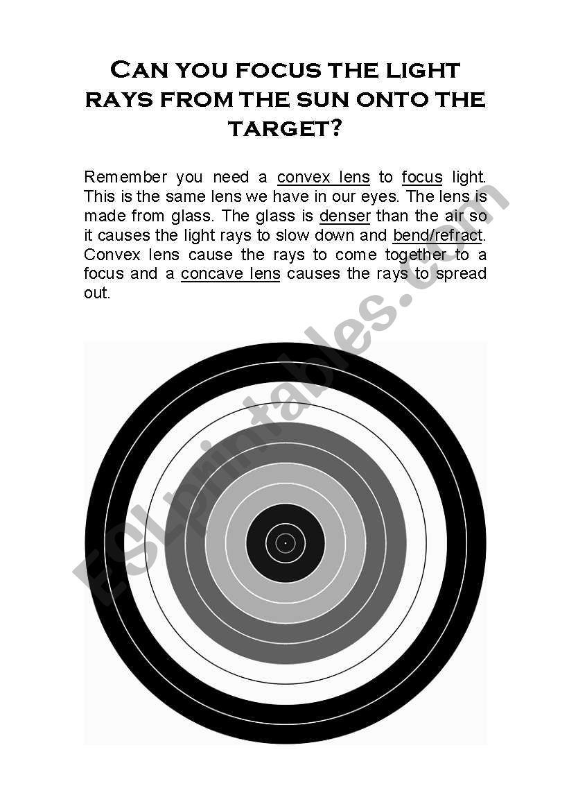 Magnifying Light Target worksheet