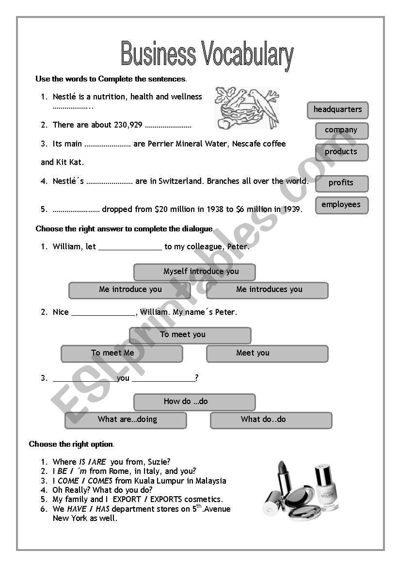 Business English Exercises Worksheets Grammar