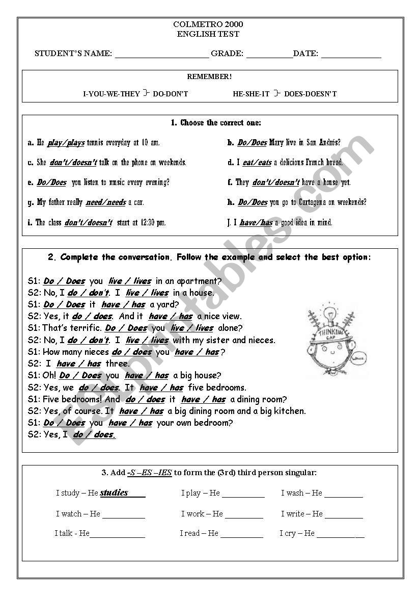 simple present worksheet