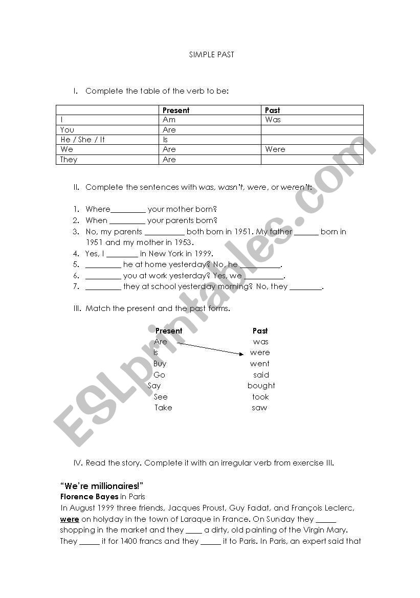 simple past worksheet