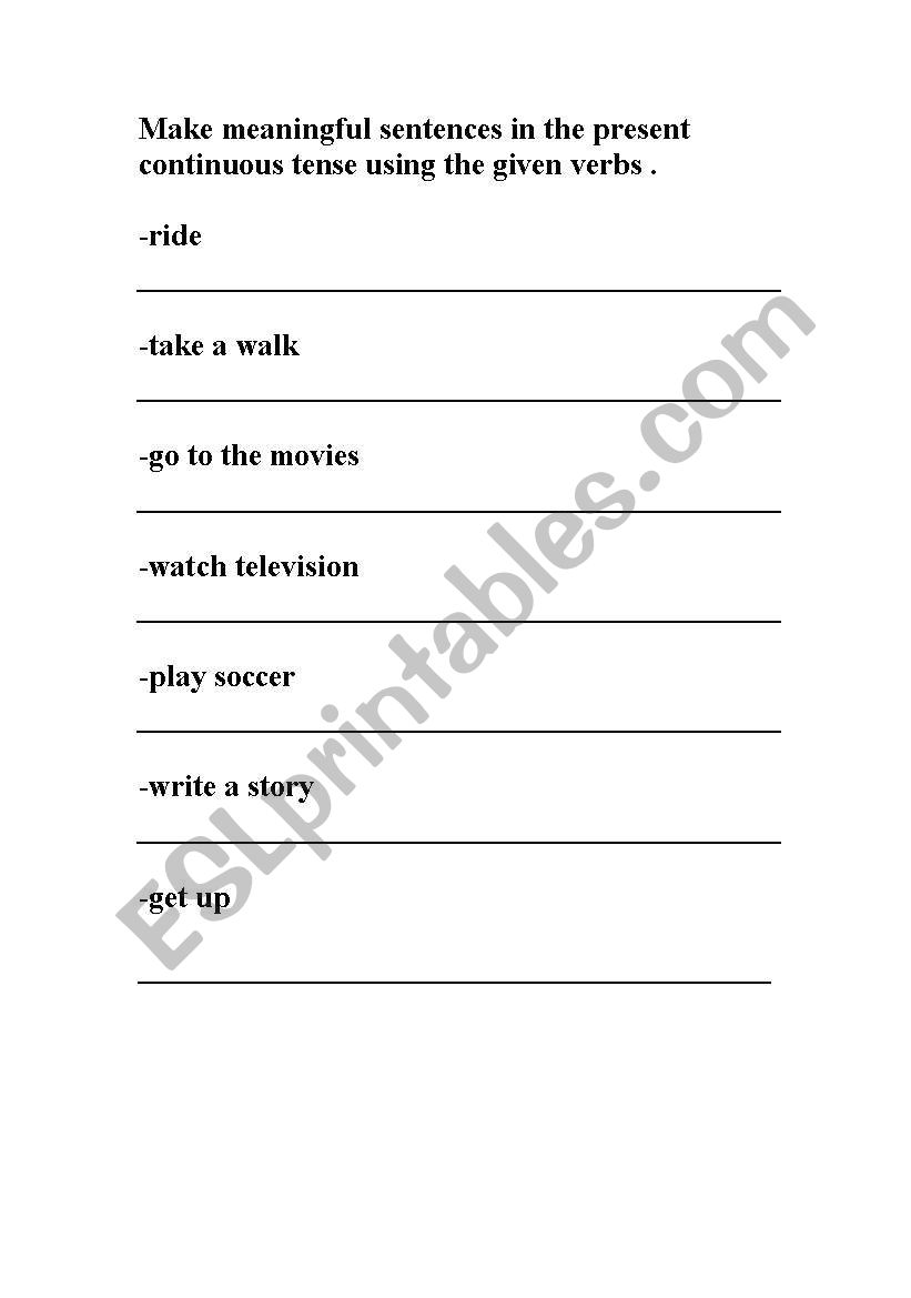 Present continuous quiz worksheet