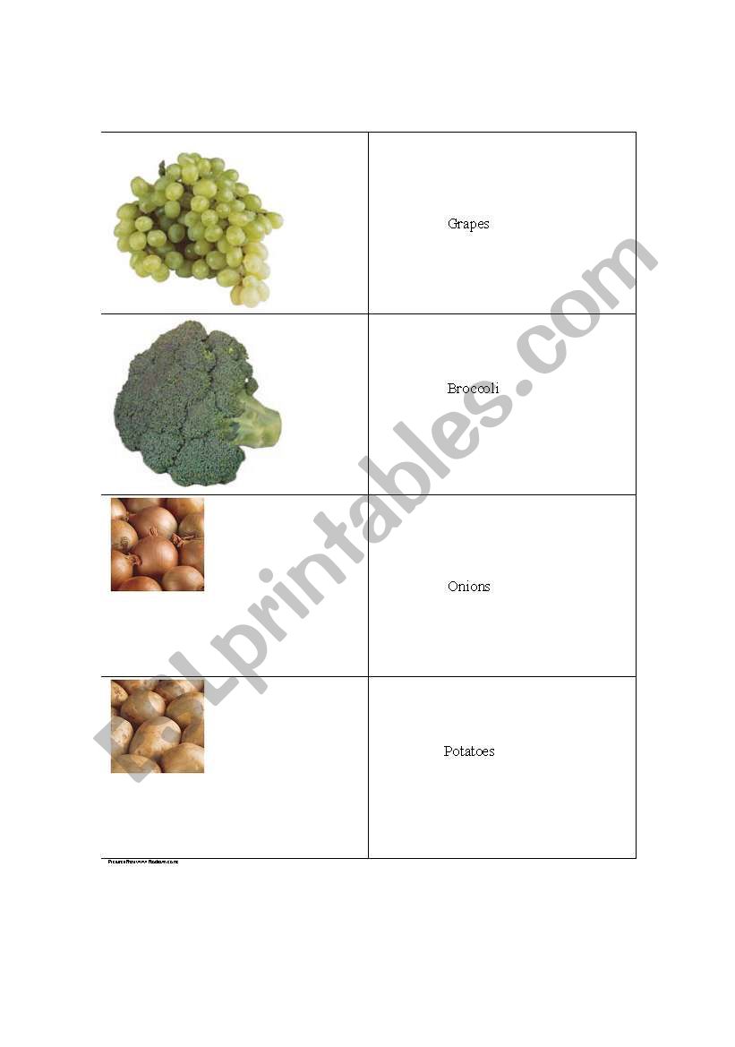 Food cards 2 worksheet