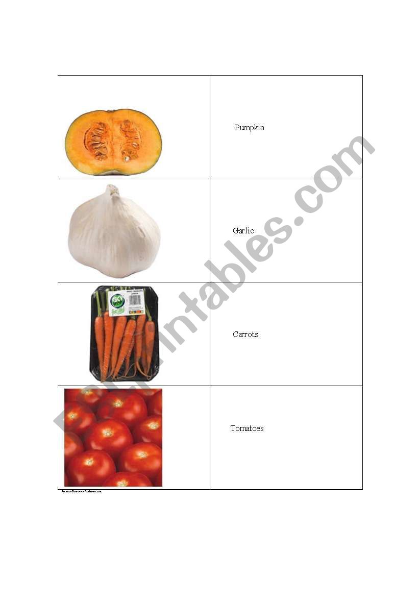 Food cards 3 worksheet