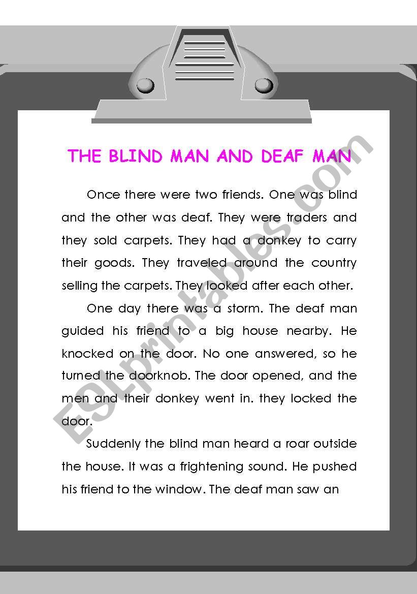 the blind man and deaf man worksheet