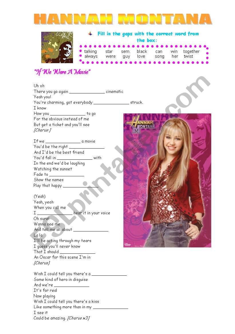 Hannah Montana. worksheet