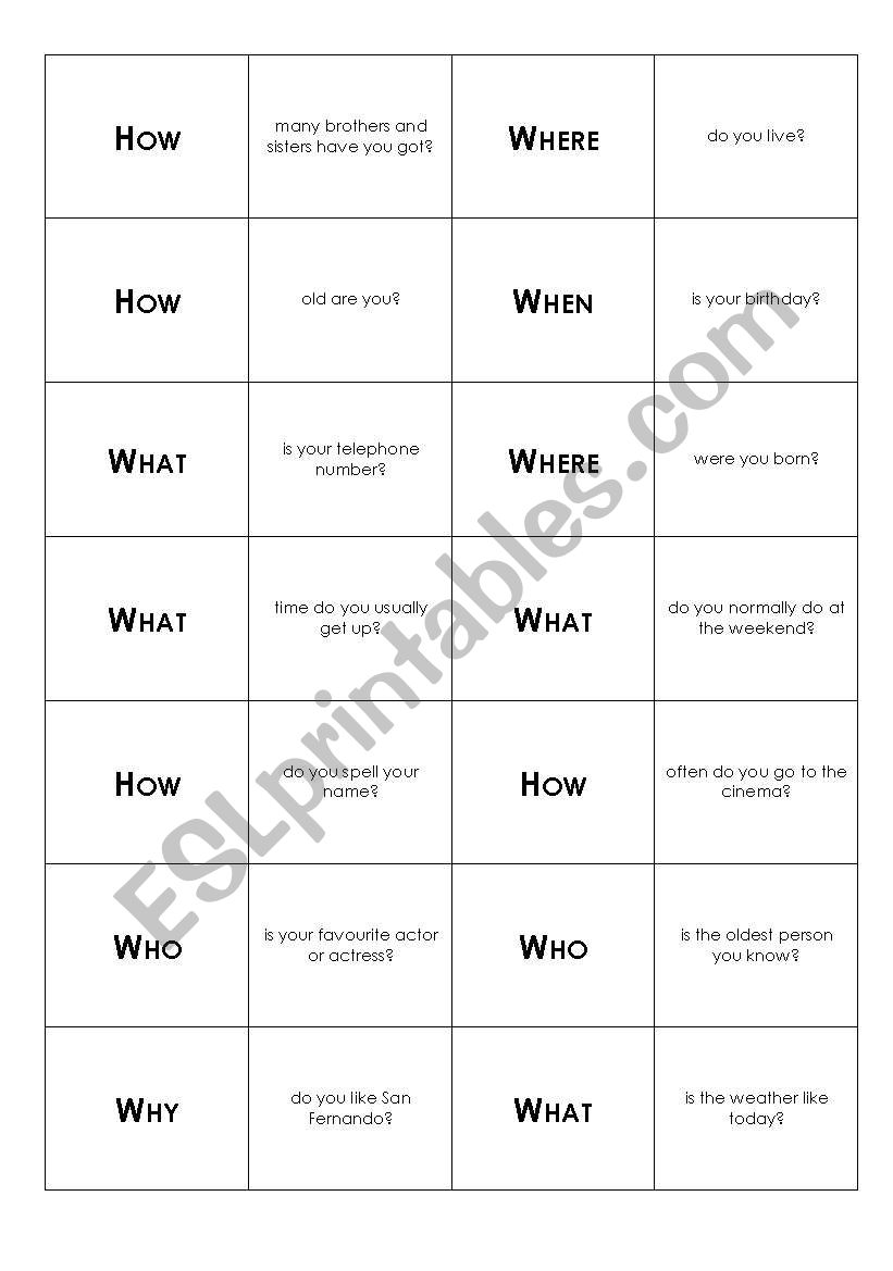 Simple Questions Matching Game