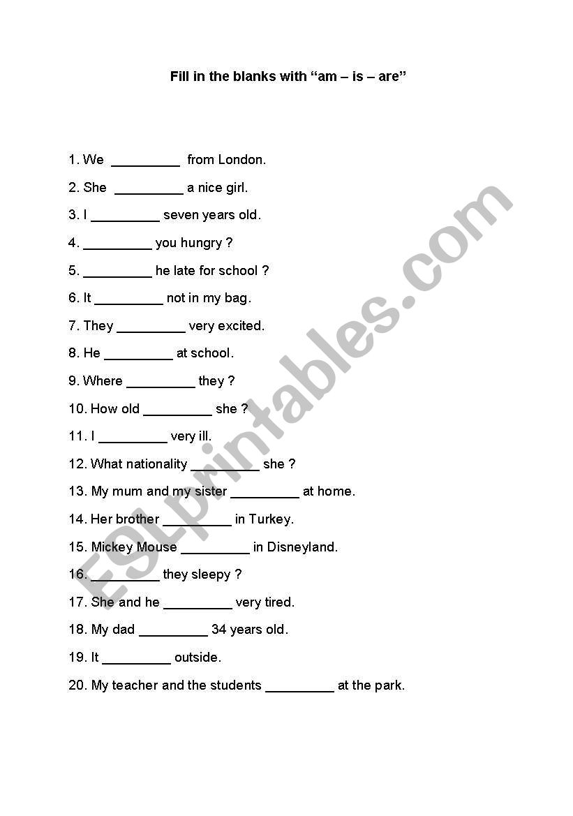 To be worksheet