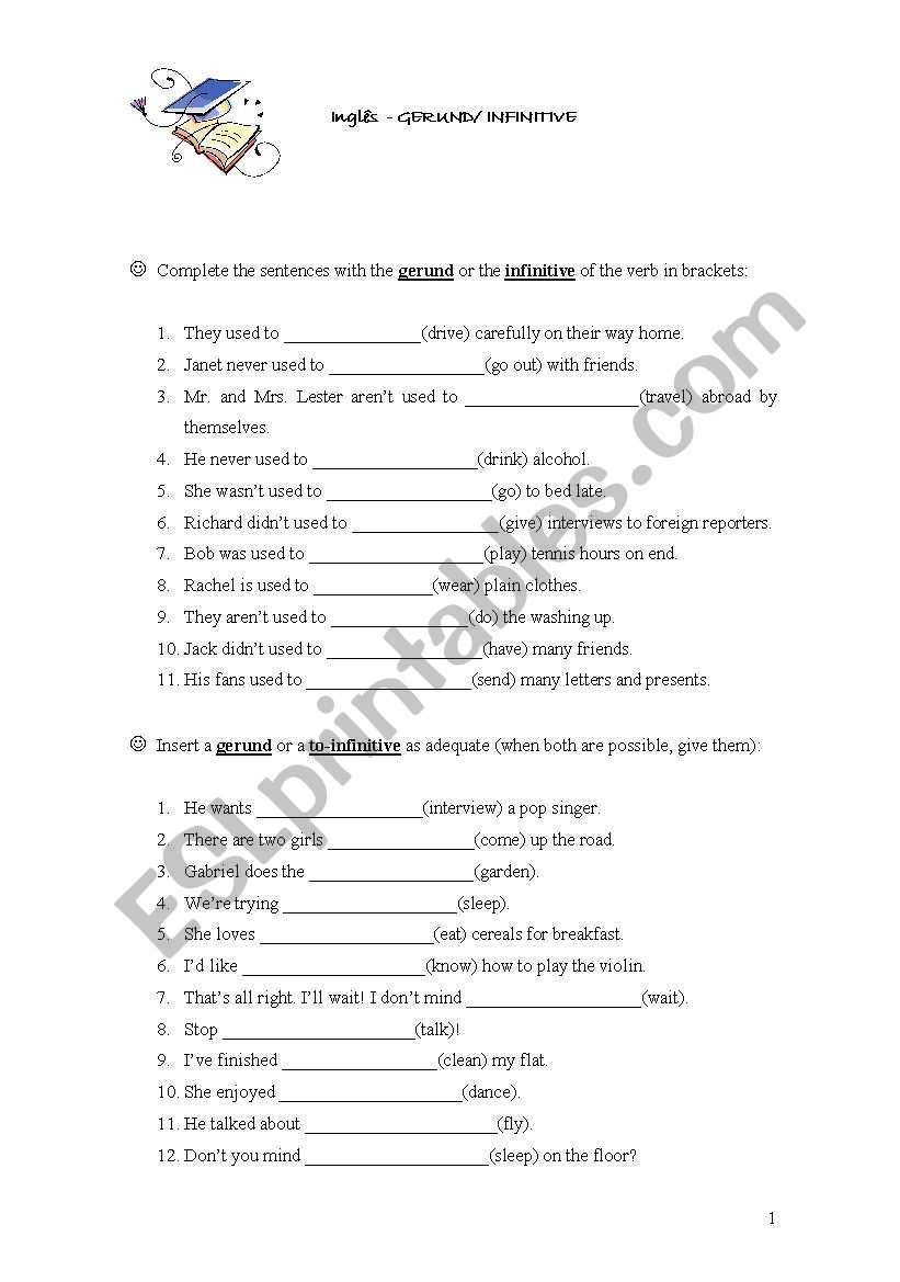 Gerund/ Infinitive worksheet