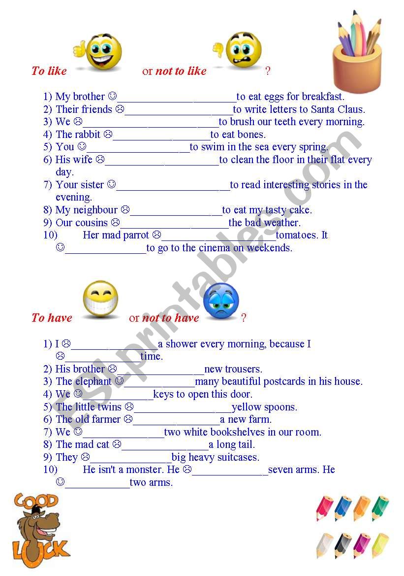 To like or not to like? worksheet