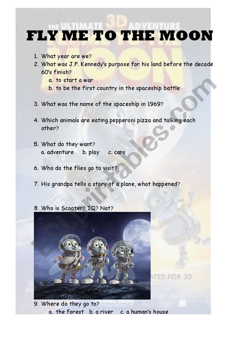 FLY ME TO THE MOON worksheet