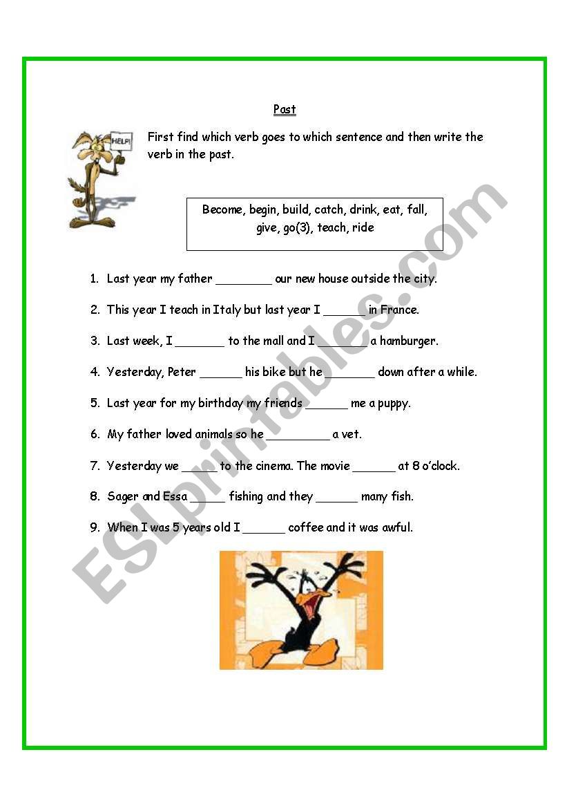 Past simple worksheet