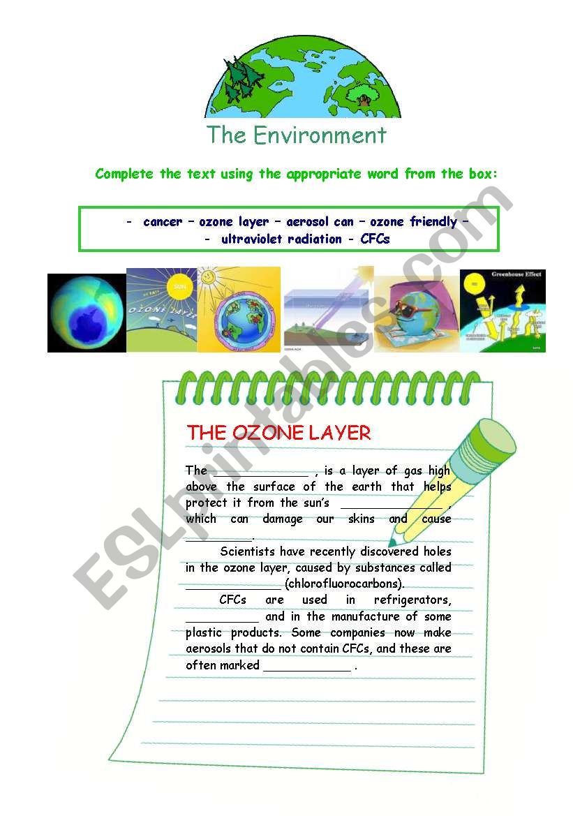 Environment: The Ozone Layer - ESL worksheet by Nani Pappi