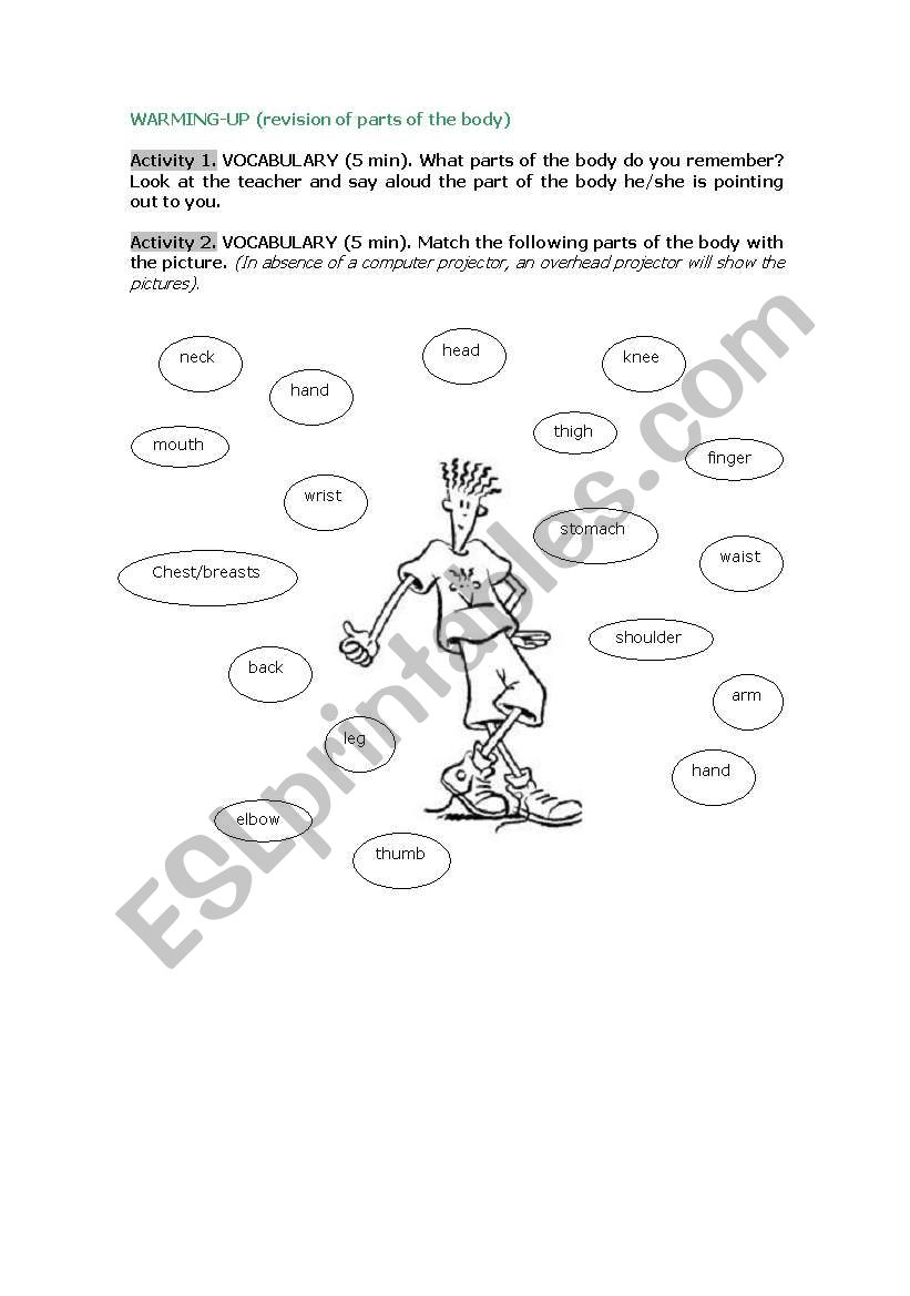 Parts of the body worksheet