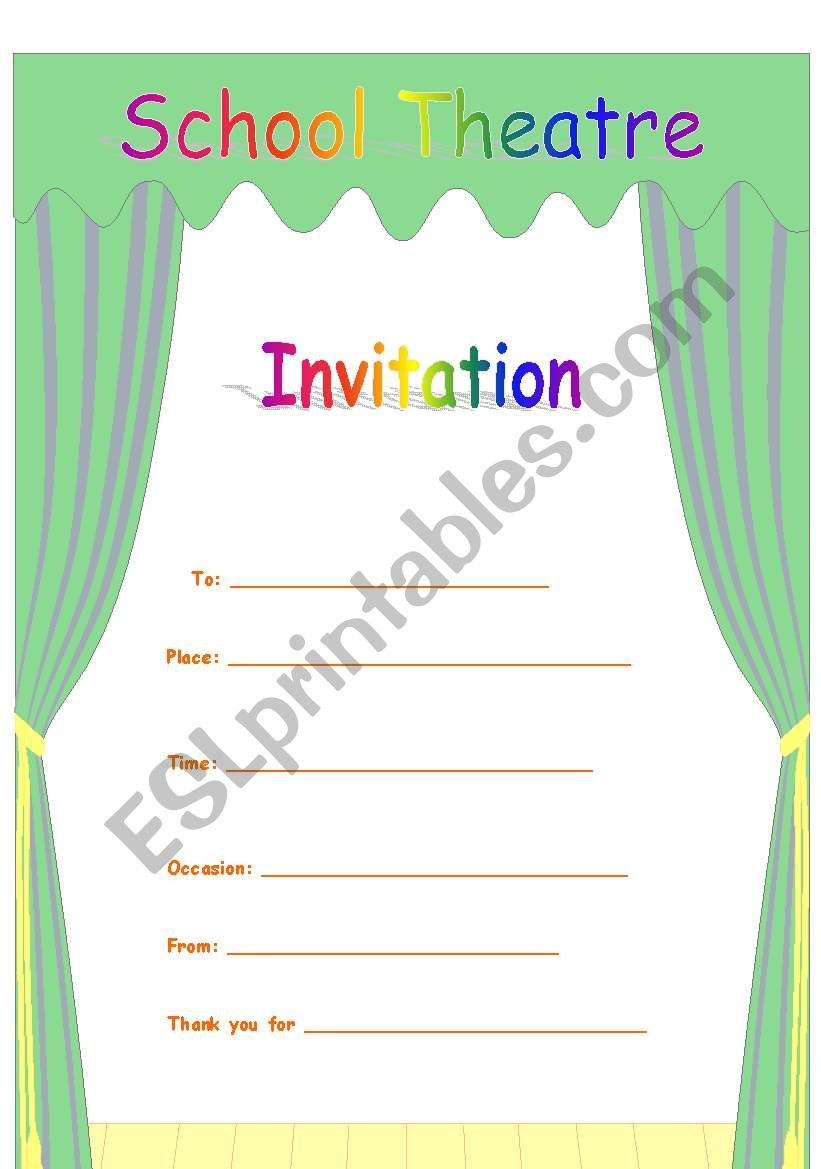 Invitation to school activity worksheet