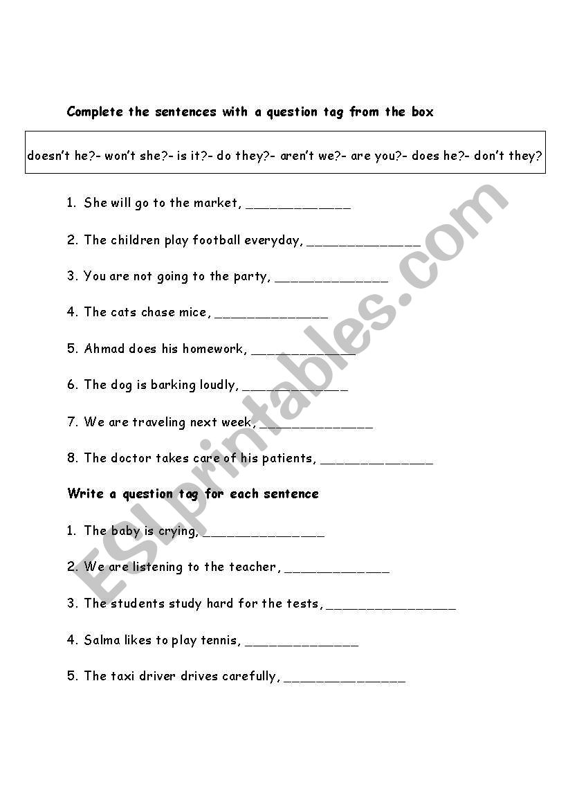 Tag Questions worksheet