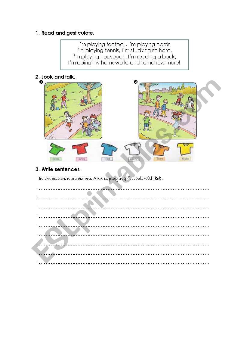 actions and colours worksheet