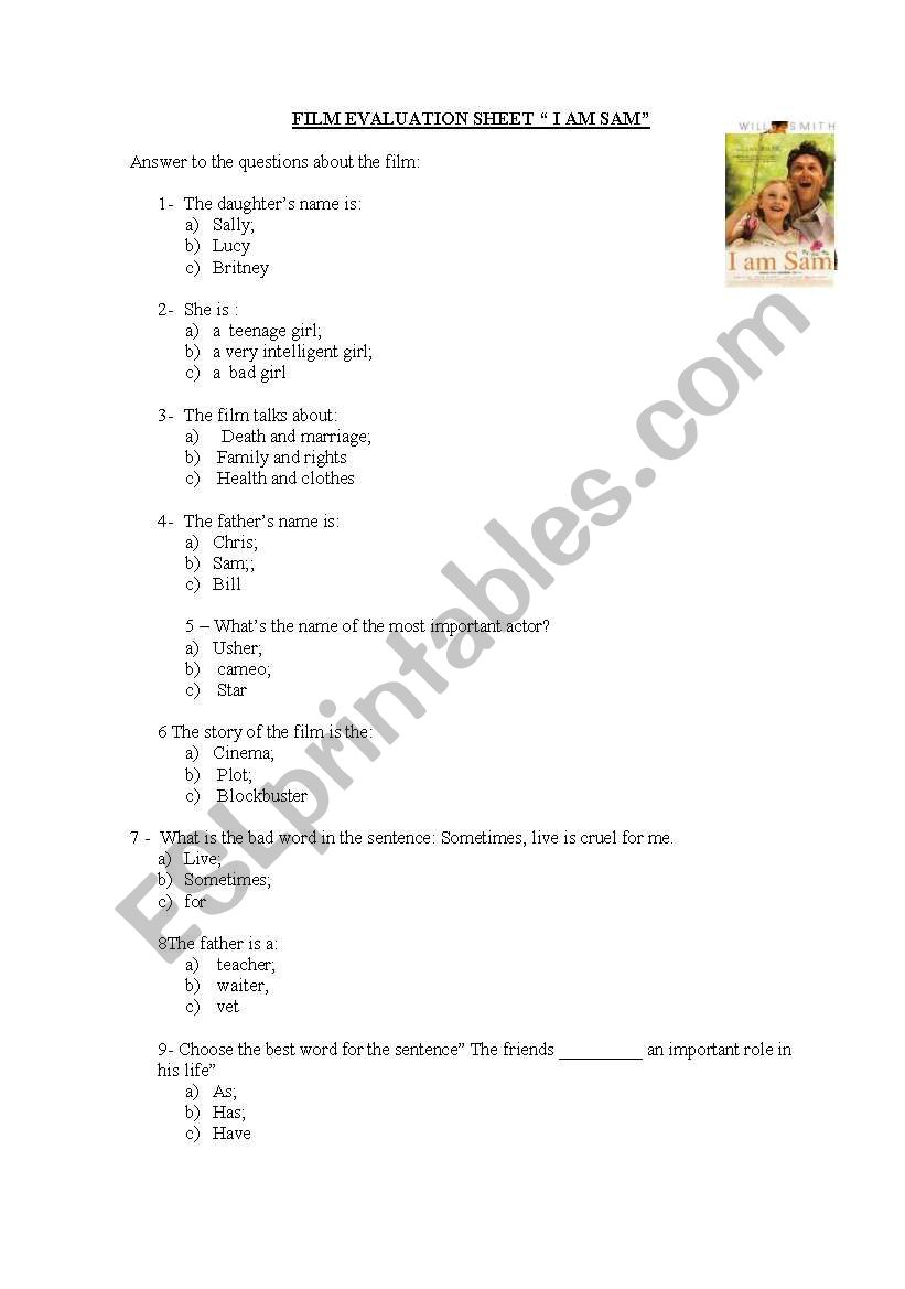 worksheet abou a film worksheet