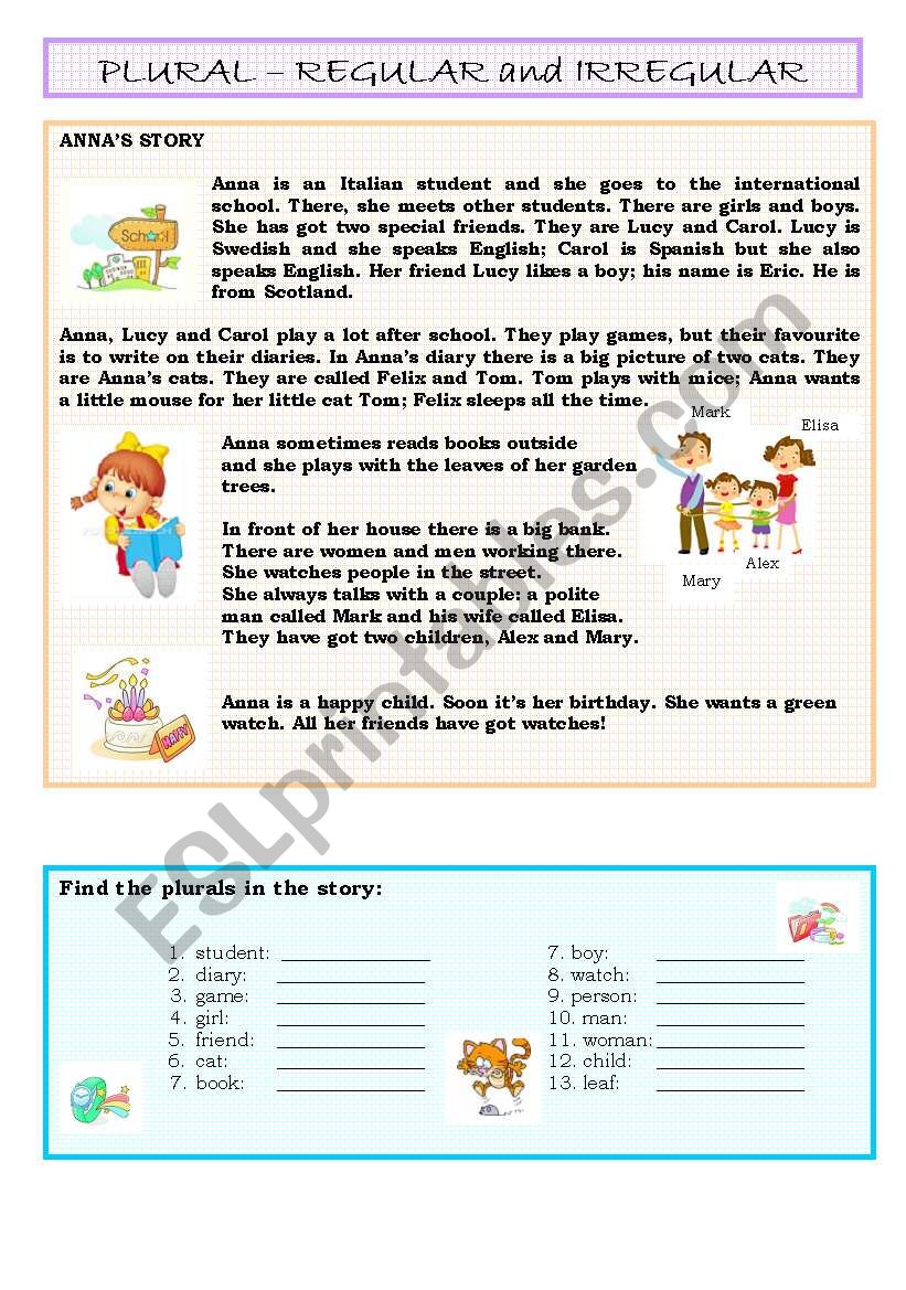 plurals- regular and irregular