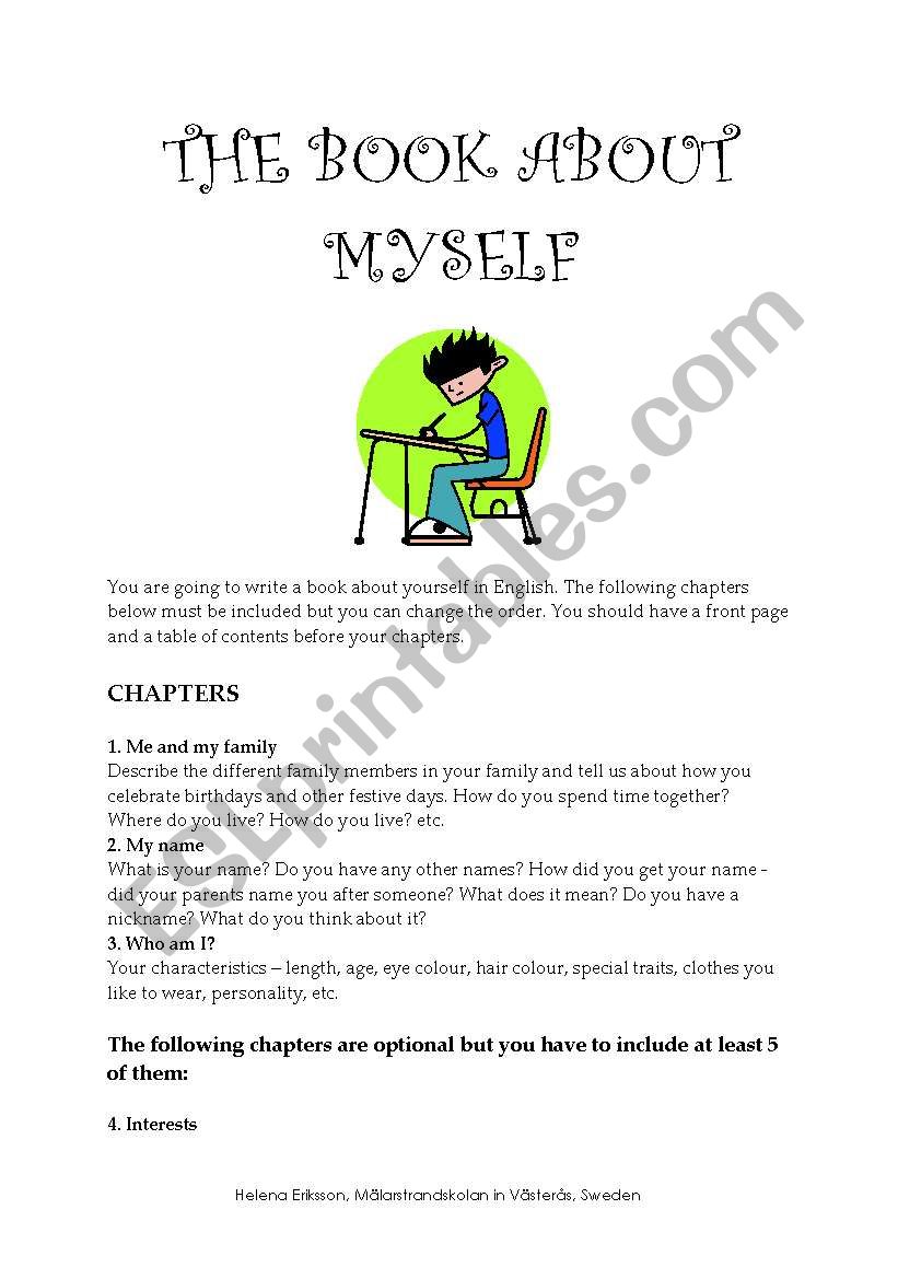 The Book About Myself worksheet