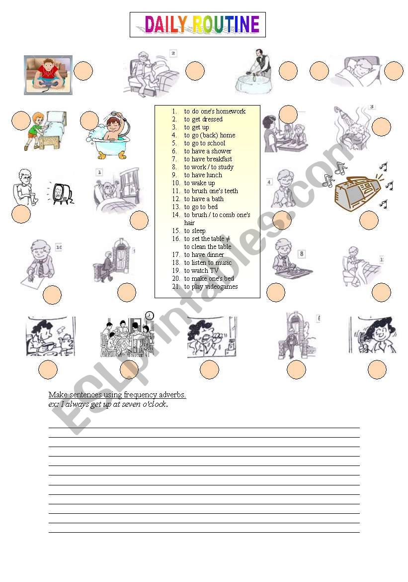 Daily routine worksheet