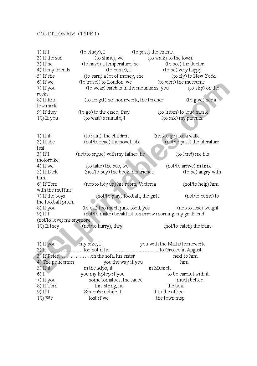 Conditional Sentences worksheet