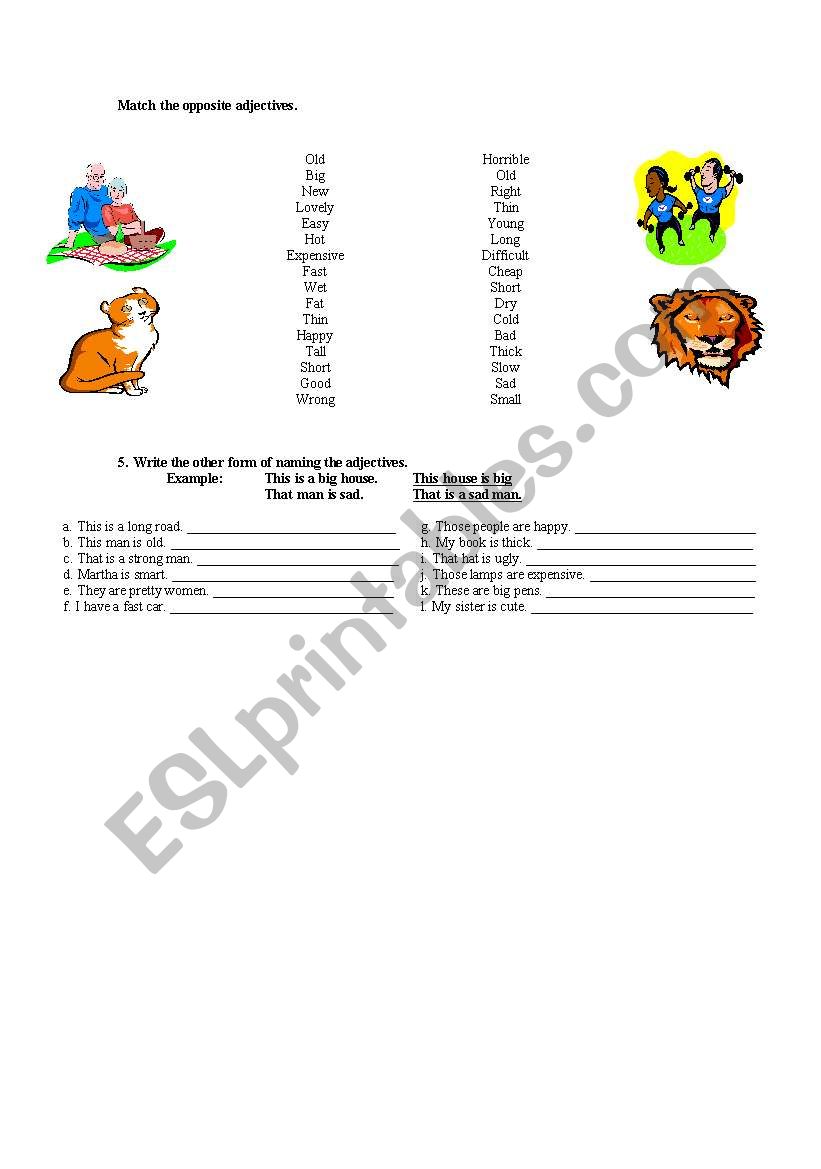 Adjectives worksheet