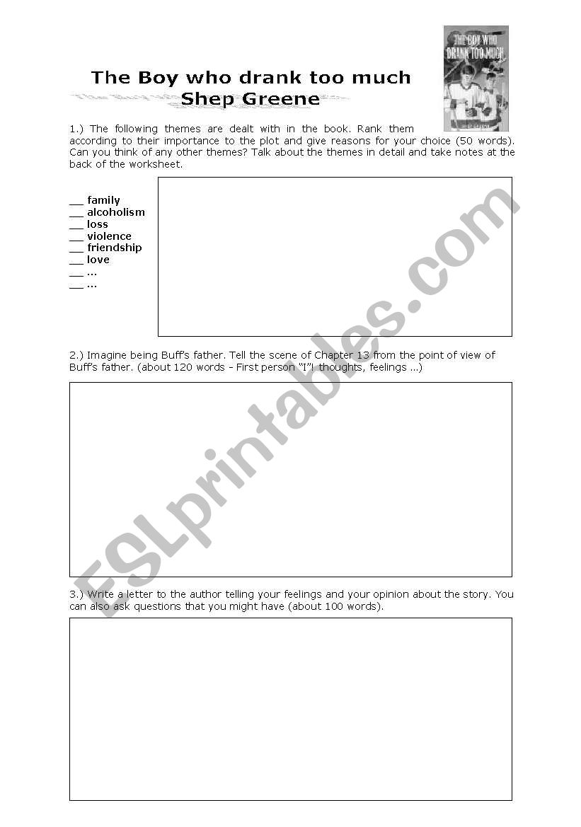 The Boy who drank too much - Worksheet (Post-reading)