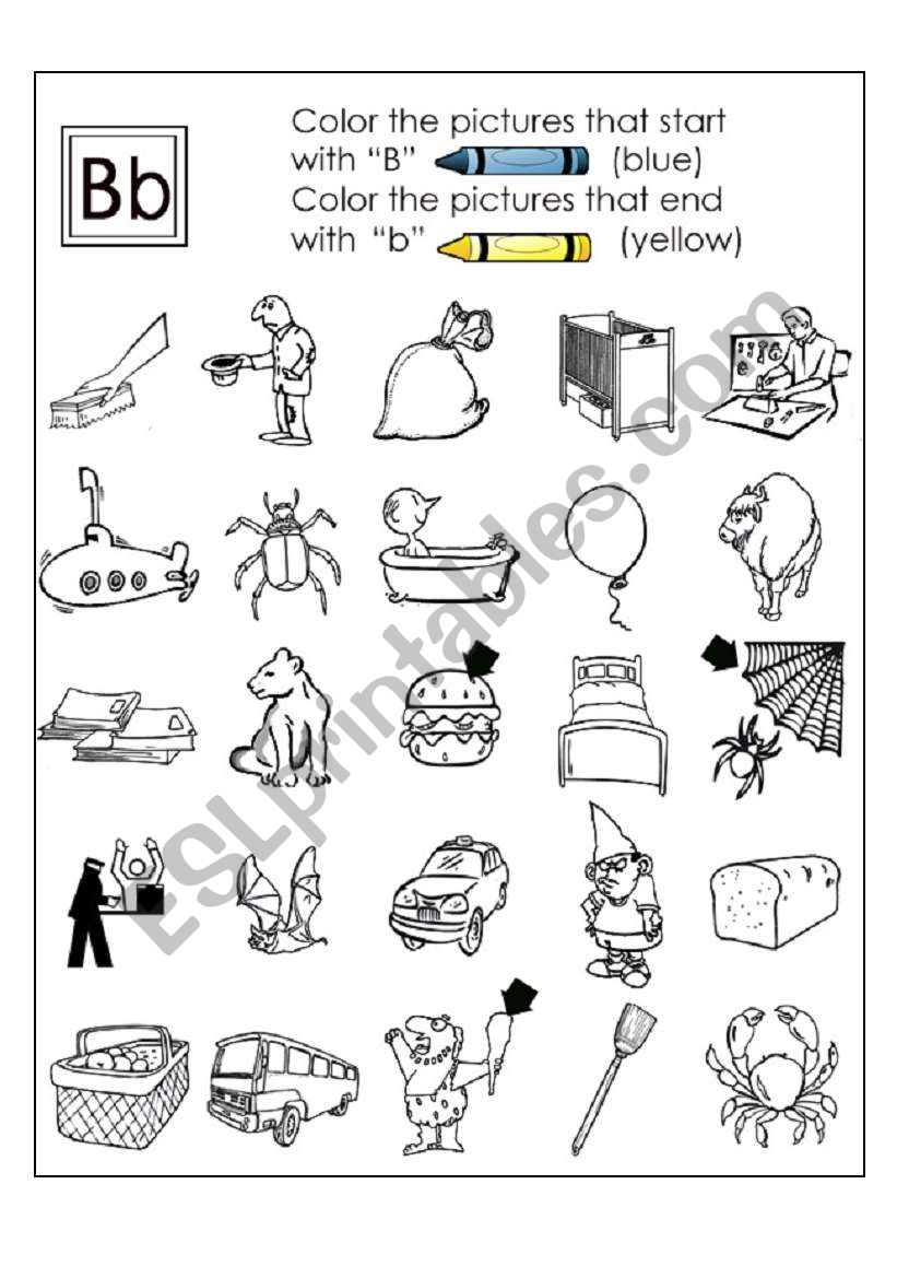 Color the B word worksheet