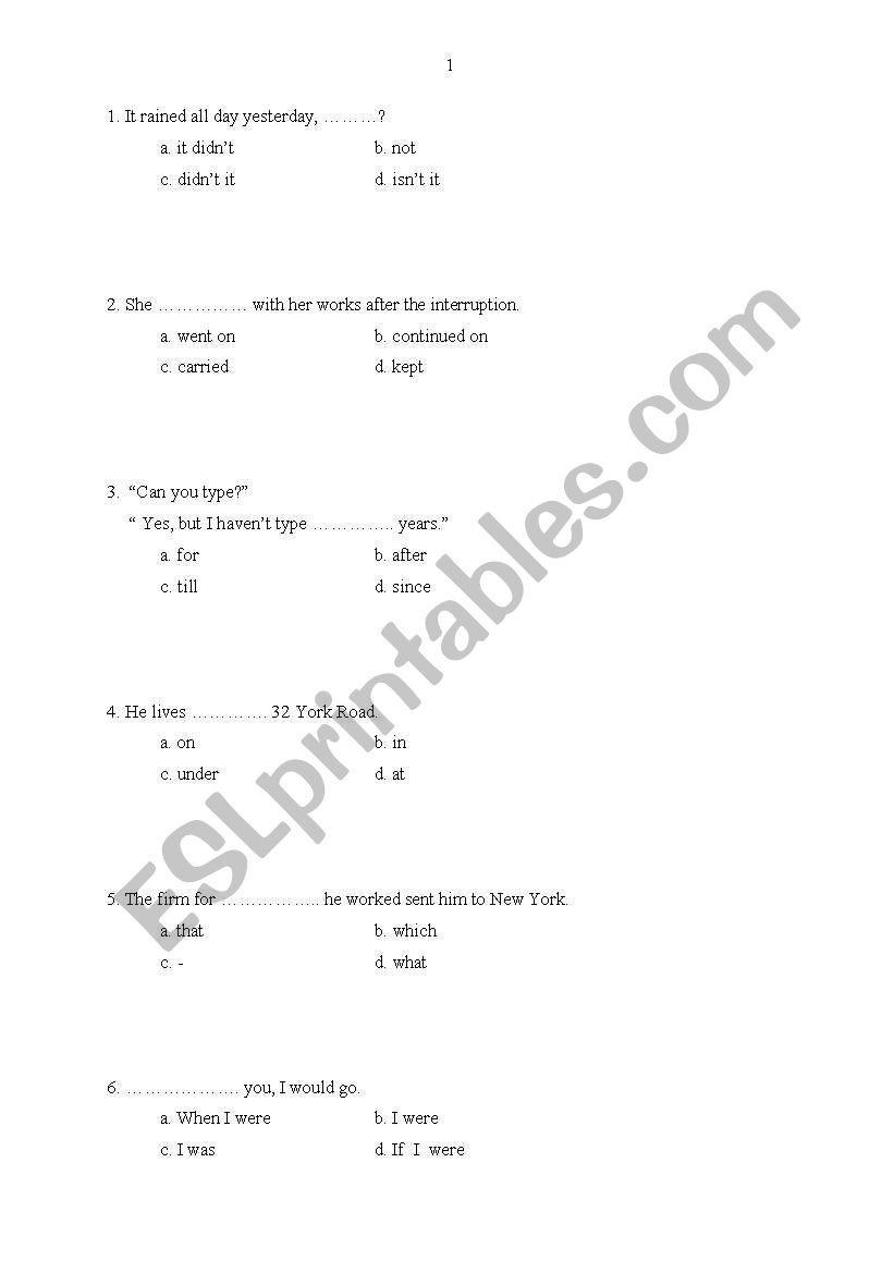 Choose worksheet