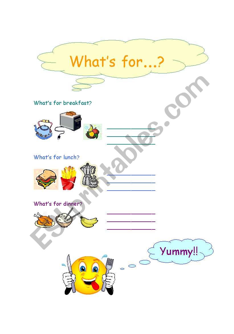 Food and meals worksheet