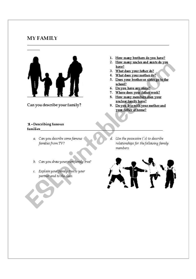 my family worksheet