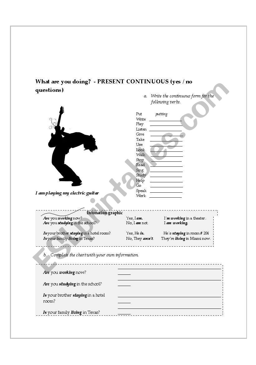 present continuous activity worksheet