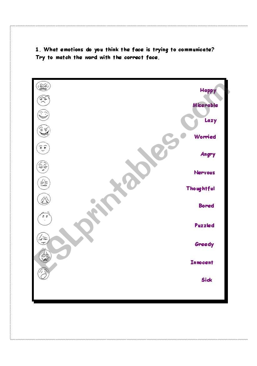 Emotions worksheet