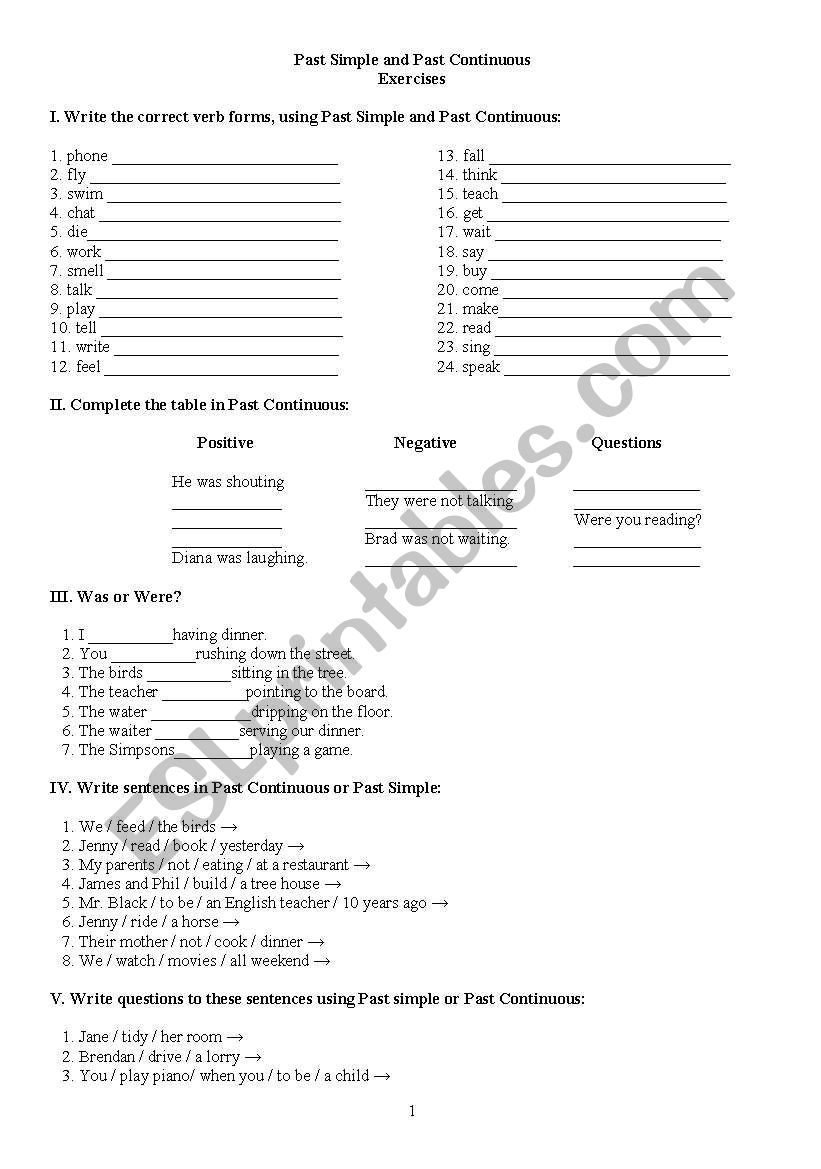 Past Simple and Past Continuous - Exercises