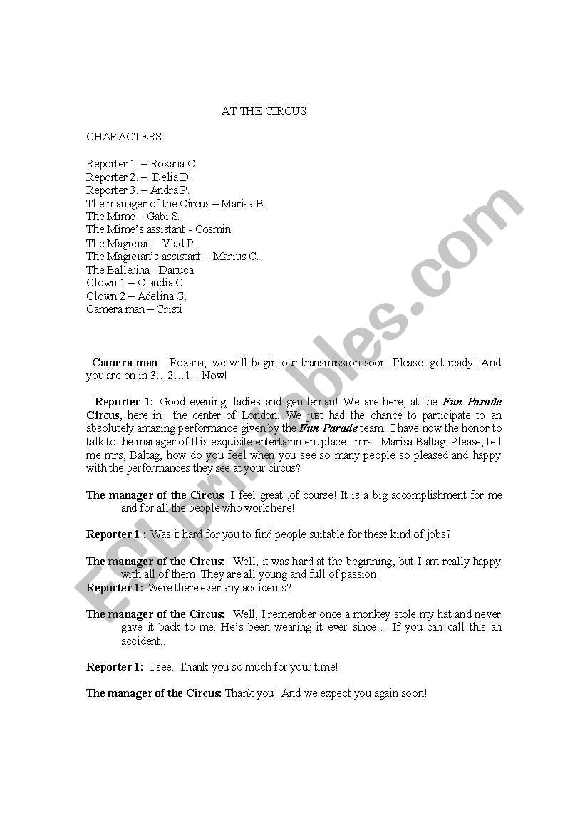 theatre for children worksheet