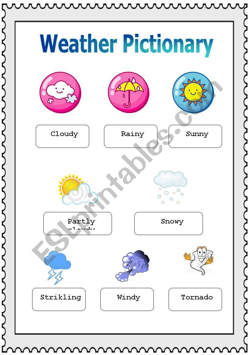 weather pictionary  worksheet