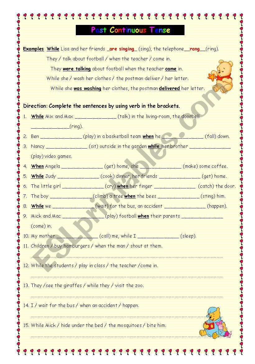 Past Continuous Tense worksheet