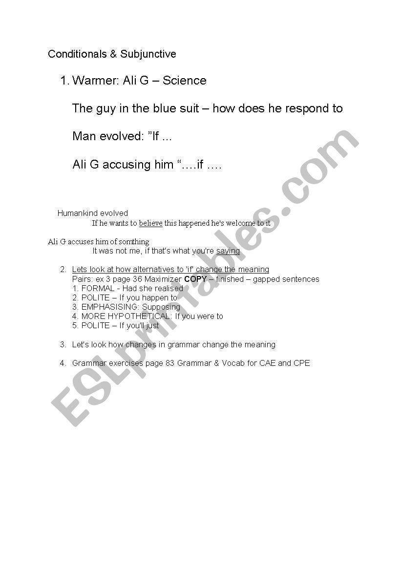 Conditionals & Subjunctives worksheet