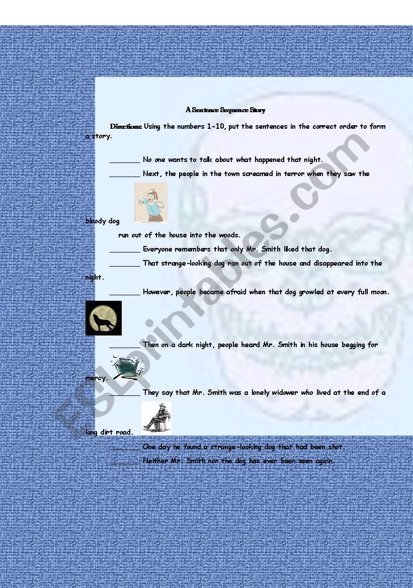 A Sentence Sequence Story worksheet