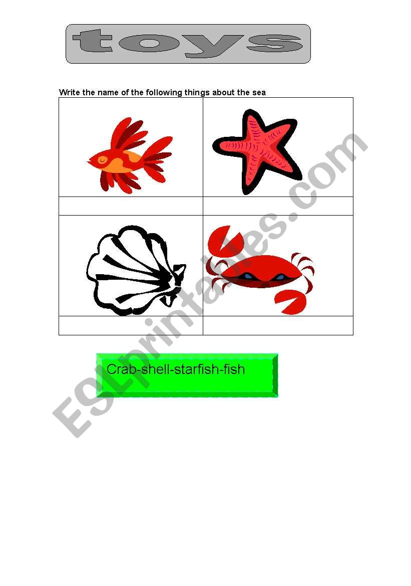 the sea  worksheet