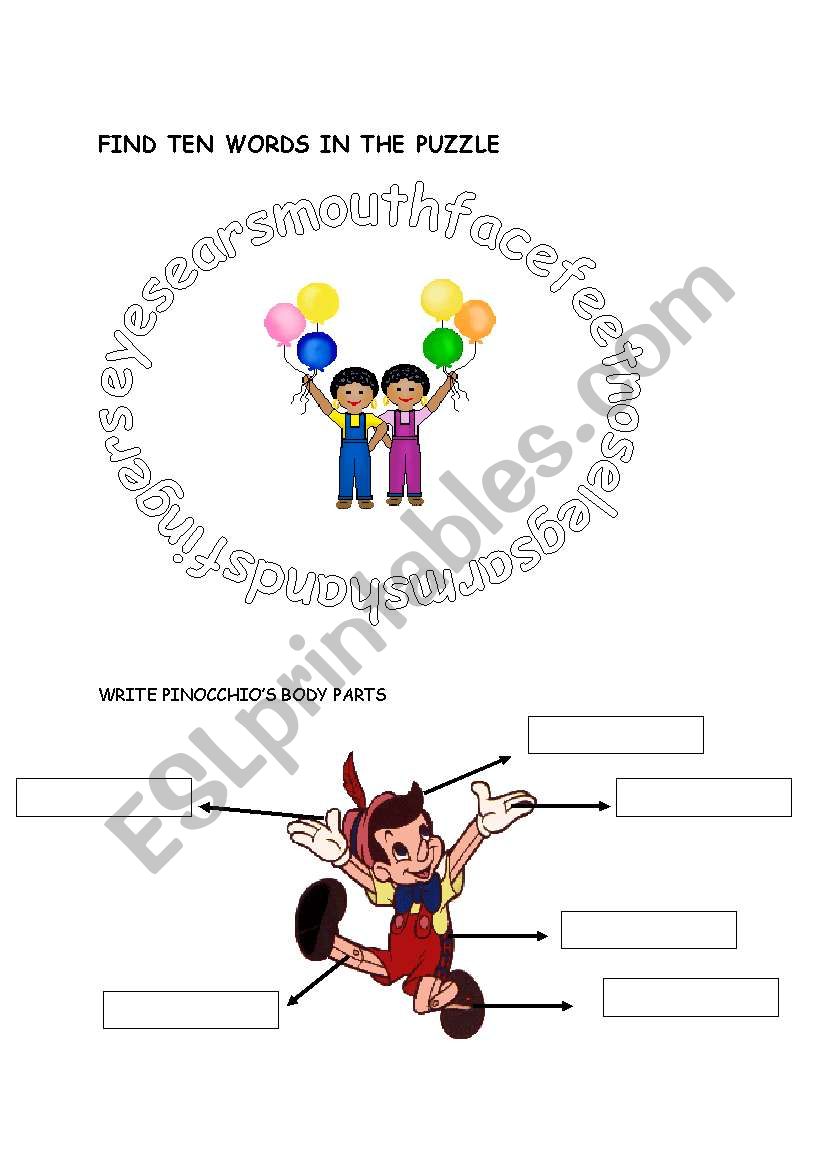 body parts worksheet